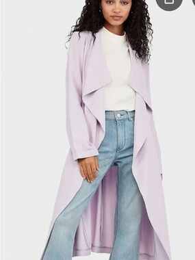 Express Lilac Long Drape Trench Coat